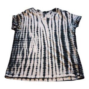 Elliott Lauren Black & White Tie Dye Top Short Sleeve LNC Size L